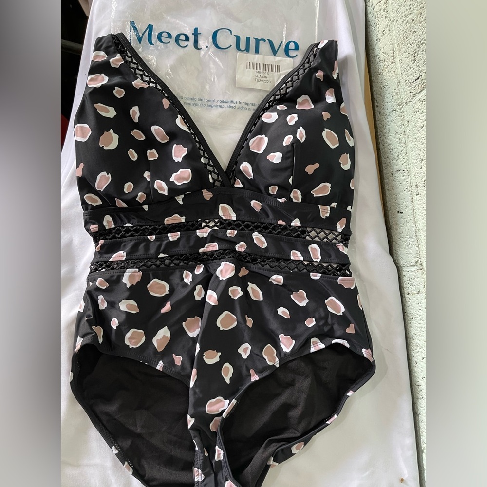 XL One Piece Cheetah Mesh Swimsuit